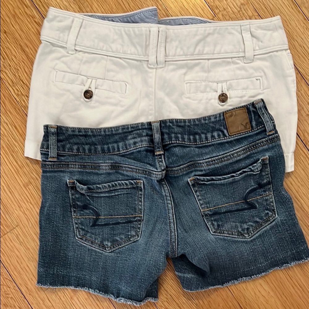 Denim and White Women's Shorts Set